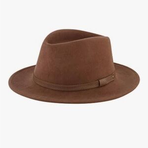 Christian Siriano 100% Wool New York Faux Pebble Leather Belt Band Fedora Hat